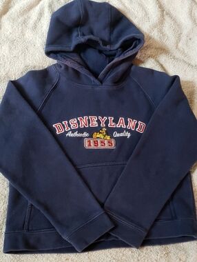 Vintage Disney Navy Hoodie with Disneyland 1955 Pluto Patch